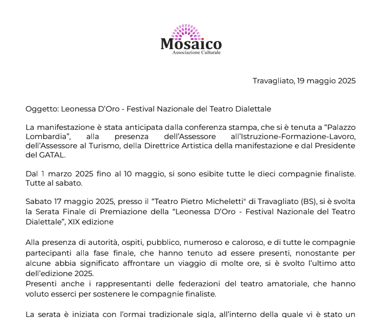 Serata finale Leonessa d’oro 2025