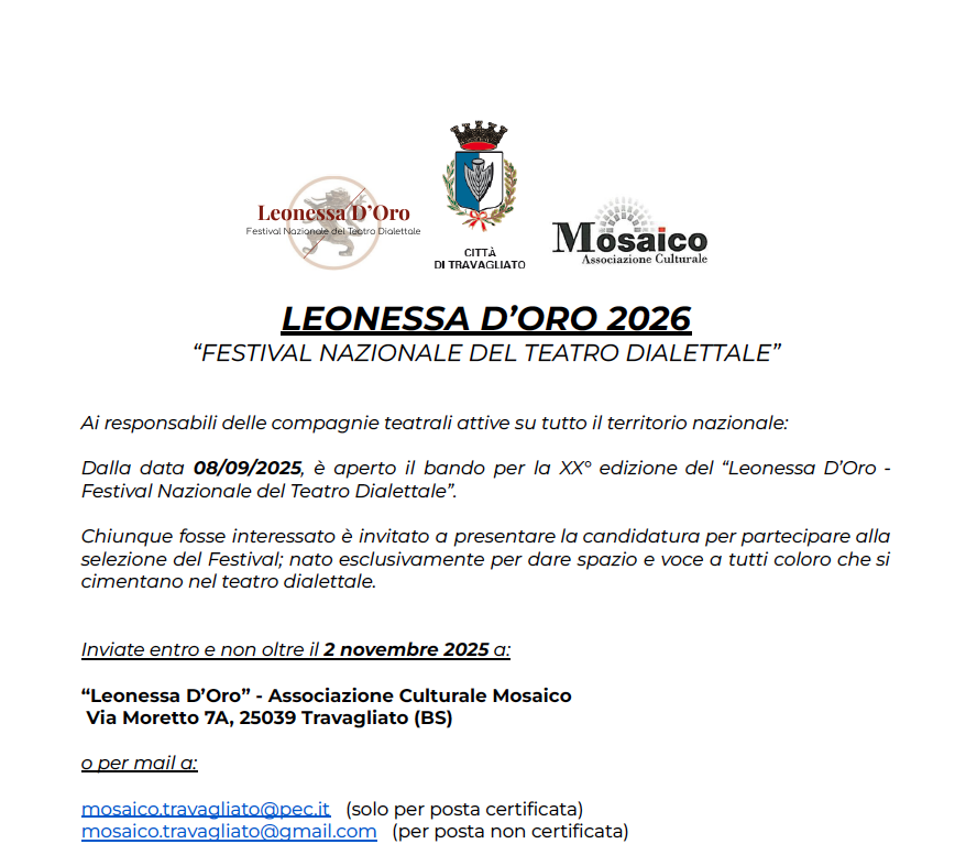 Leonessa D’oro 2026 – Bando iscrizione concorso